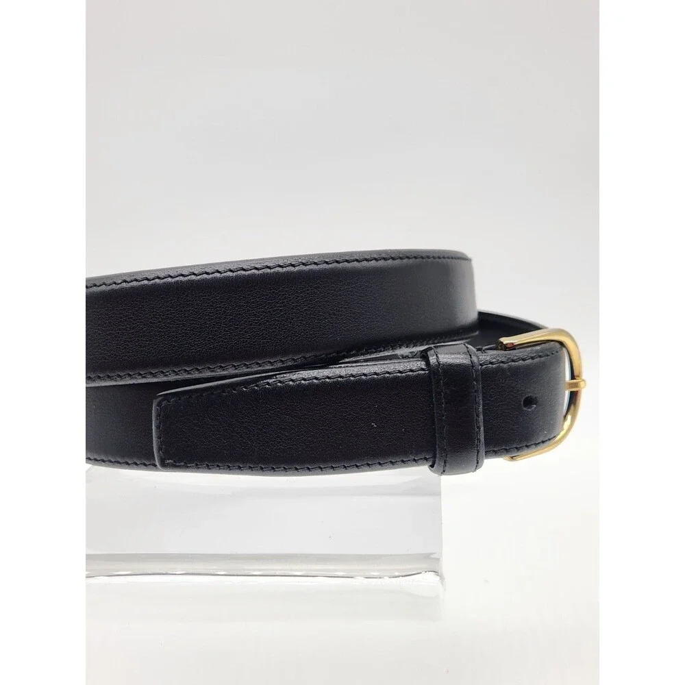 Maus & Hoffman Size 40 Black Leather Dress Belt Made In Italy